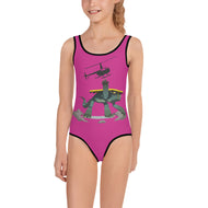 Dolly Monster All-Over Print Kids Swimsuit - PINK